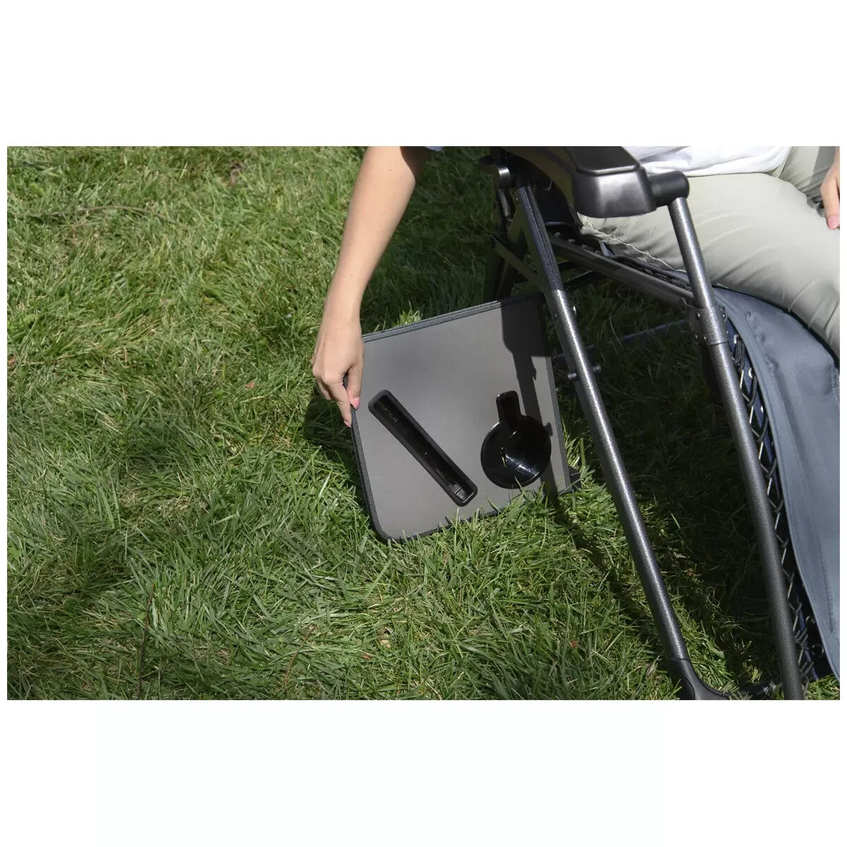 Timber Ridge Reclining Chair Directors Camping Outdoor Cup Holder Lounger Seat