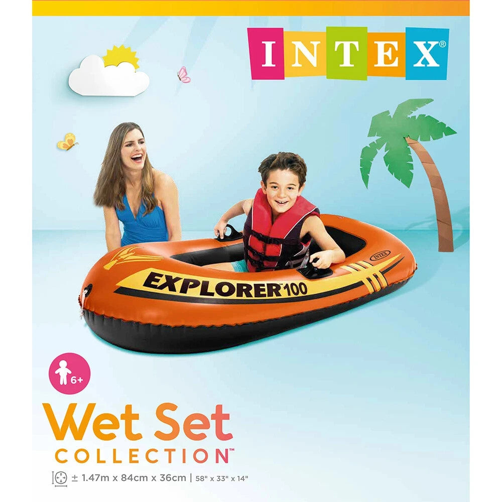 Intex Explorer 100 Inflatable Ride On Floating Boat Toy for Adult and Kids 6+