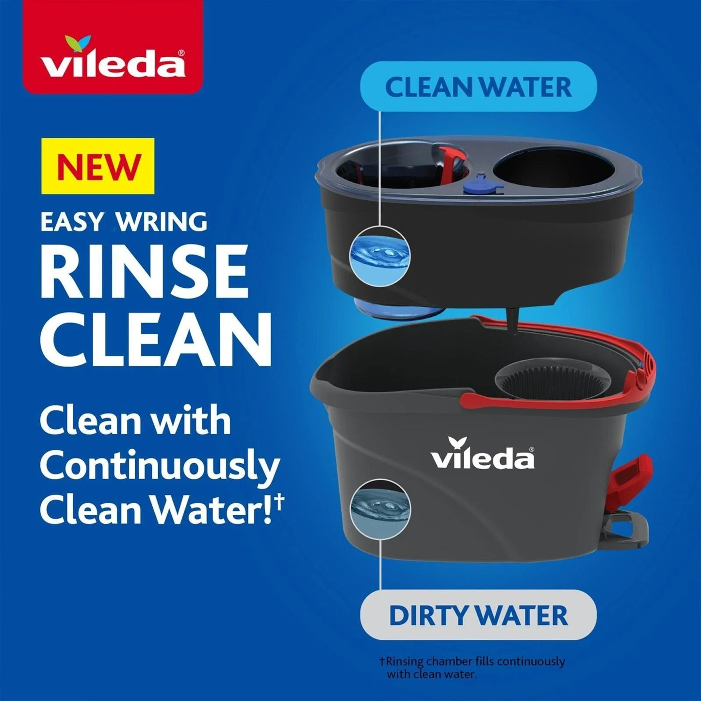 Vileda Rinse Clean Spin Mop & Bucket System Set Wood Tile Floor Cleaning