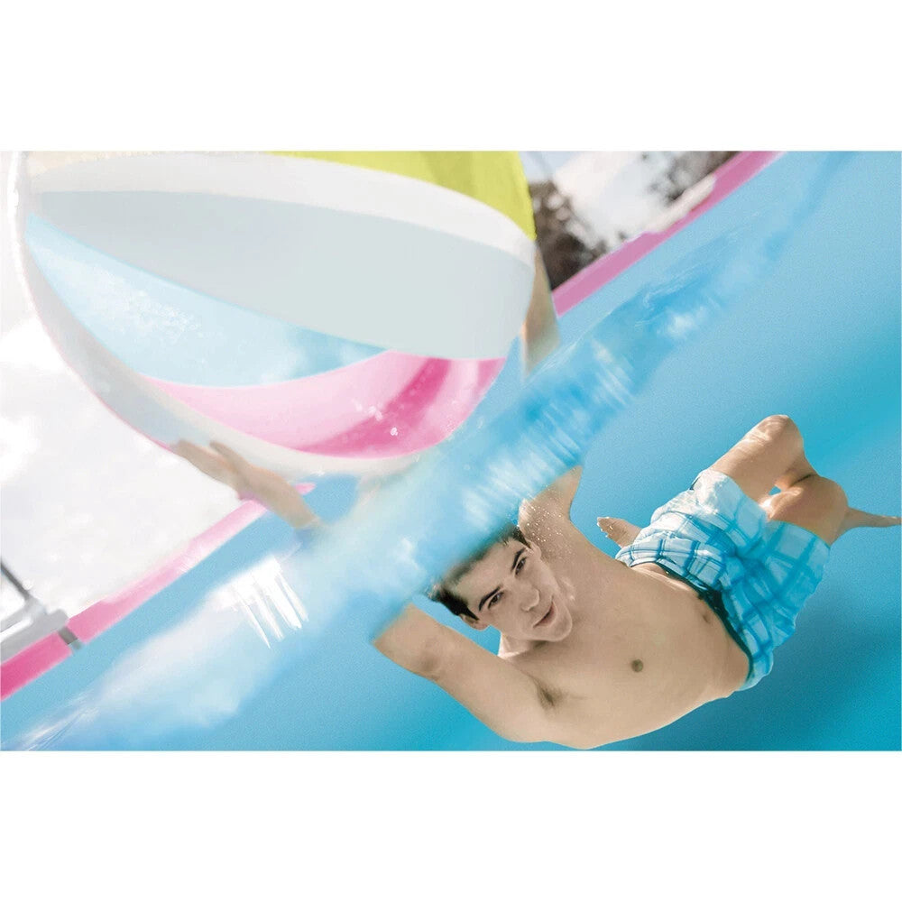 Intex Rectangular Pink Frame Above Ground Swimming Pool Outdoor Garden 2.2x1.5m