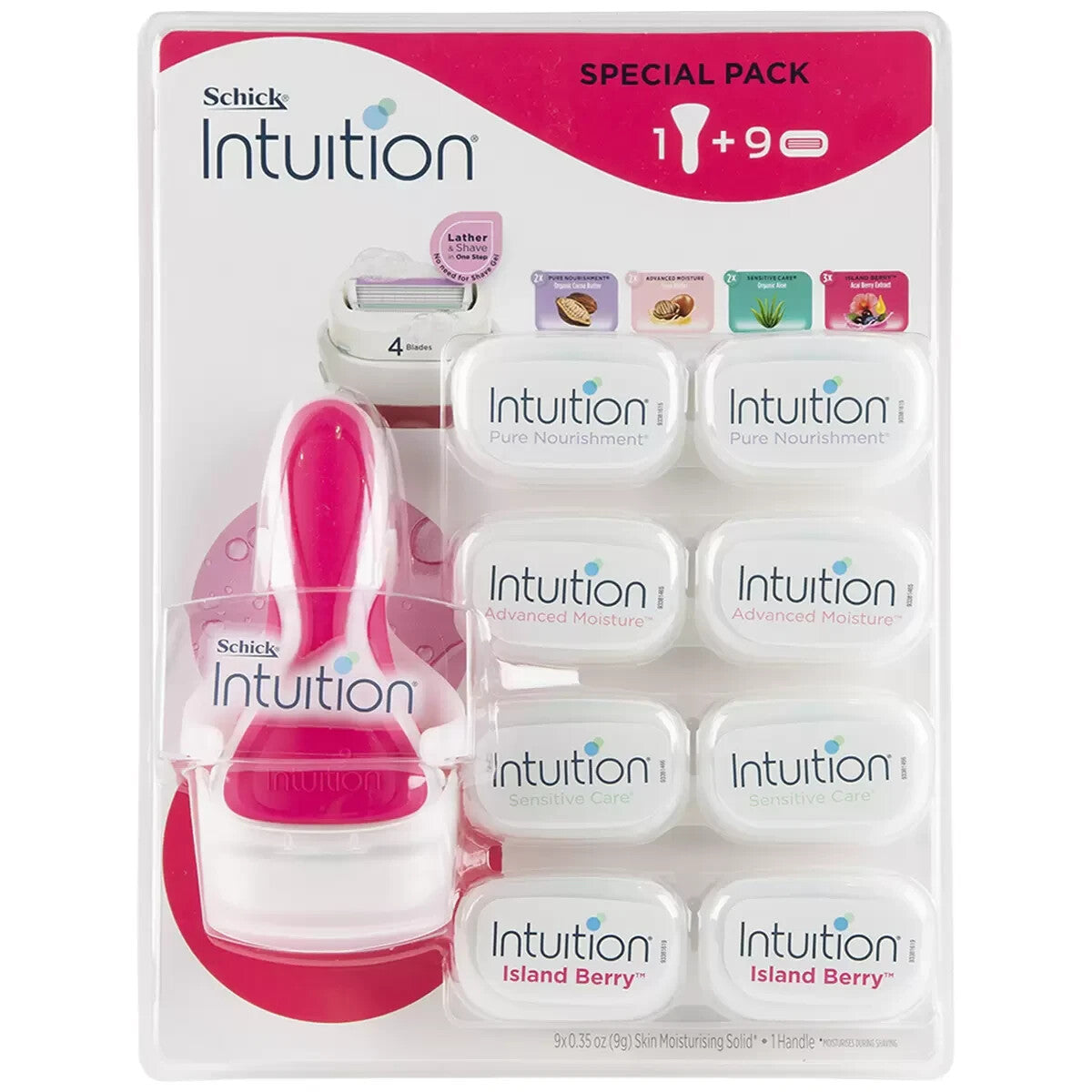 Schick Intuition Razor Blade 9 Pack Refill Shaving Blades Body Hair Legs Shaver