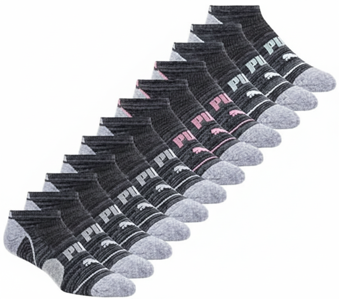 Puma Women's Repreve Athletic Sock Low Cut Sport Socks Size 9-11 BLack 12 Pairs