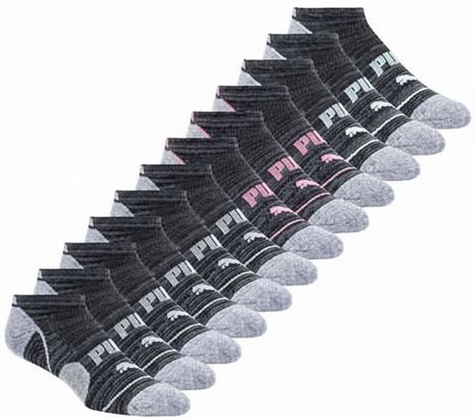 Puma Women's Repreve Athletic Sock Low Cut Sport Socks Size 9-11 BLack 12 Pairs