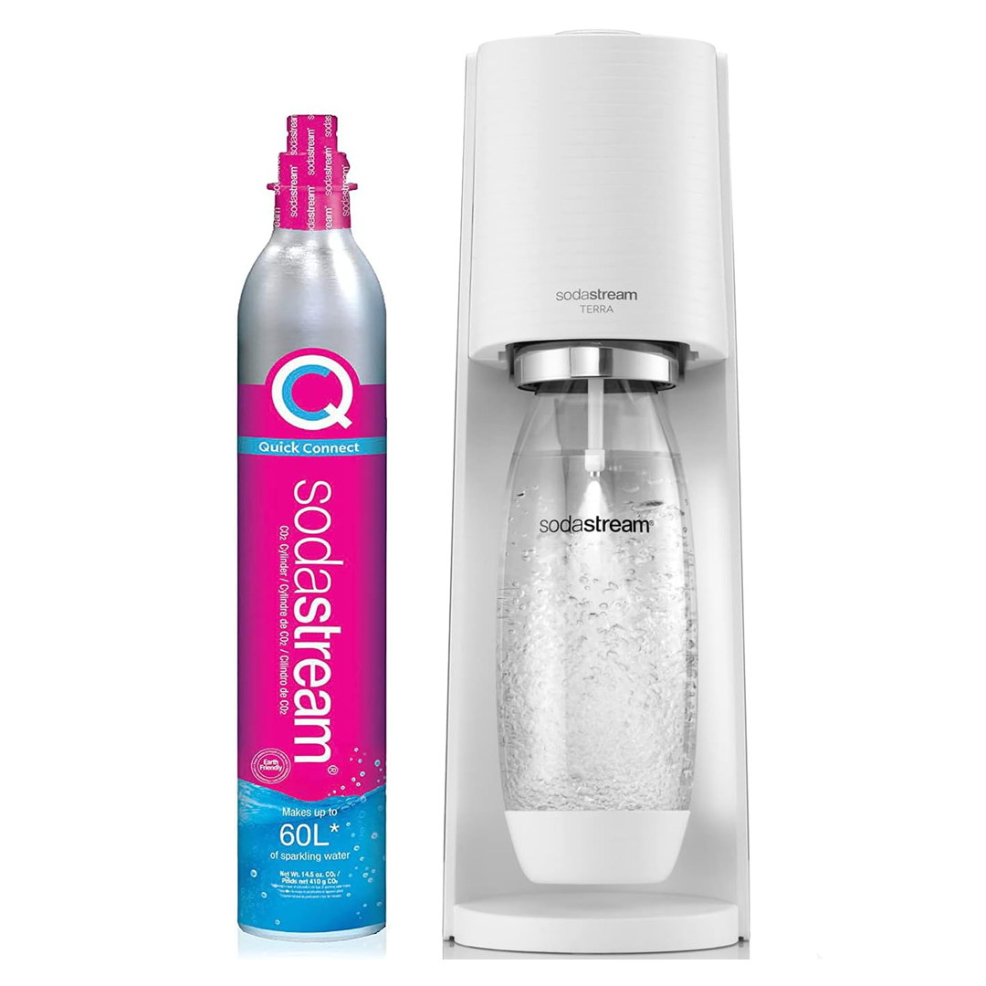 SodaStream Soda Maker Terra Megapack Sparkling Water + 2 x 1L Bottle