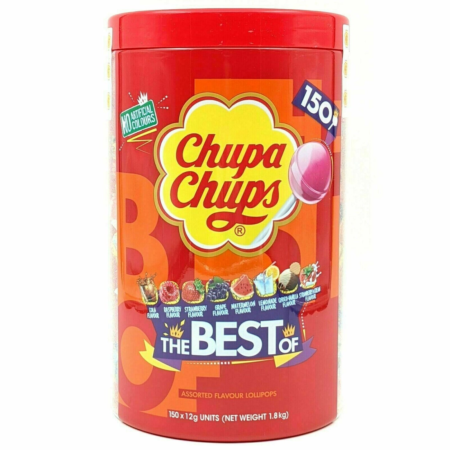 Chupa Chups 150-Pack 1.8kg The Best Of Assorted Flavour Lollipops 150 x 12g