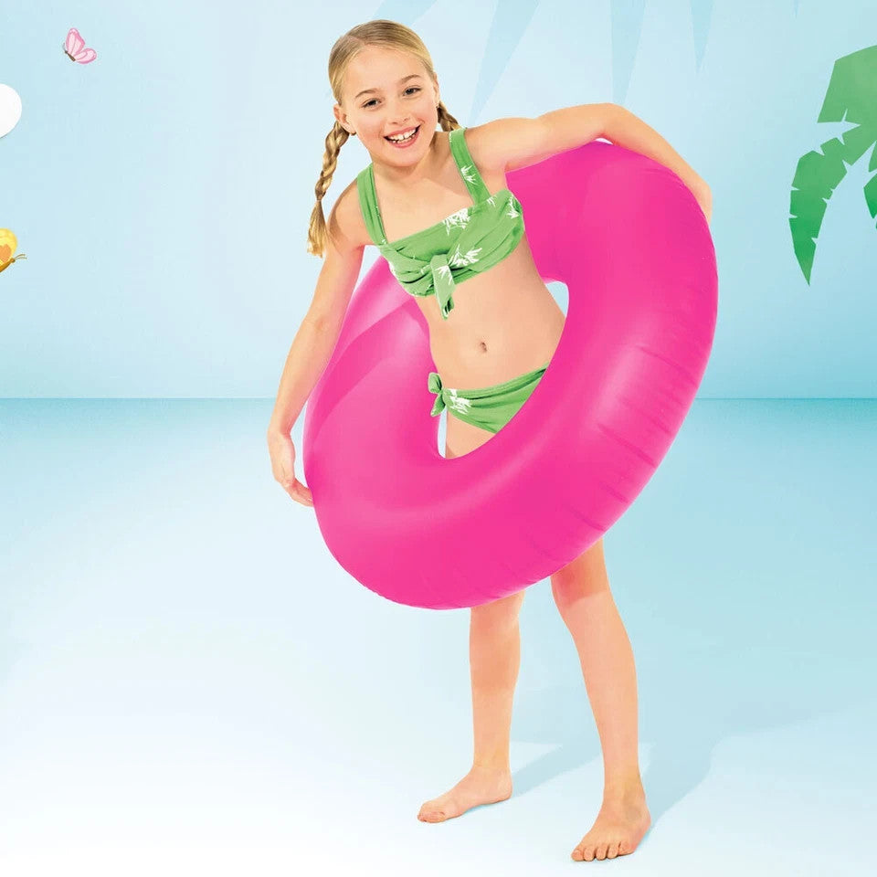 Intex Inflatable Swim Ring Tube Neon Frost Round Kids Assorted Colour 91cm