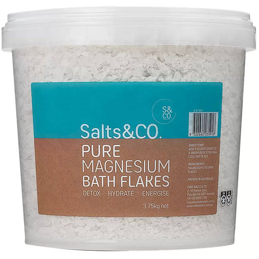 Salts & Co. Pure Magnesium Bath Flakes Pain relief Vegan Muscle Recovery  3.75kg
