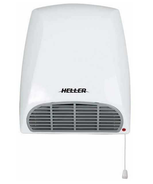 Heller Bathroom Wall Fan Heater 2000W with Pull Switch Cord 2 Speed Settings