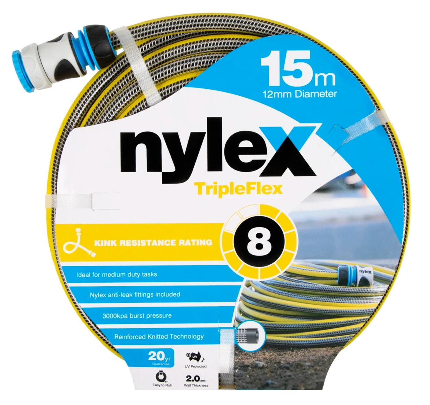 Nylex Tripleflex Garden Hose 12mm x 15m Backyard Garden Lawn Watering Pipe