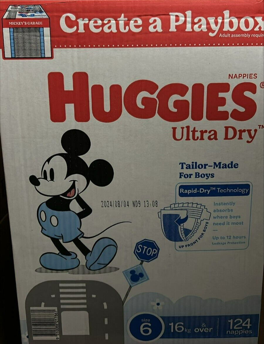 Huggies Dry Nappies Boys Ultra Size 6 Junior 124 Disposable Diapers 16kg+