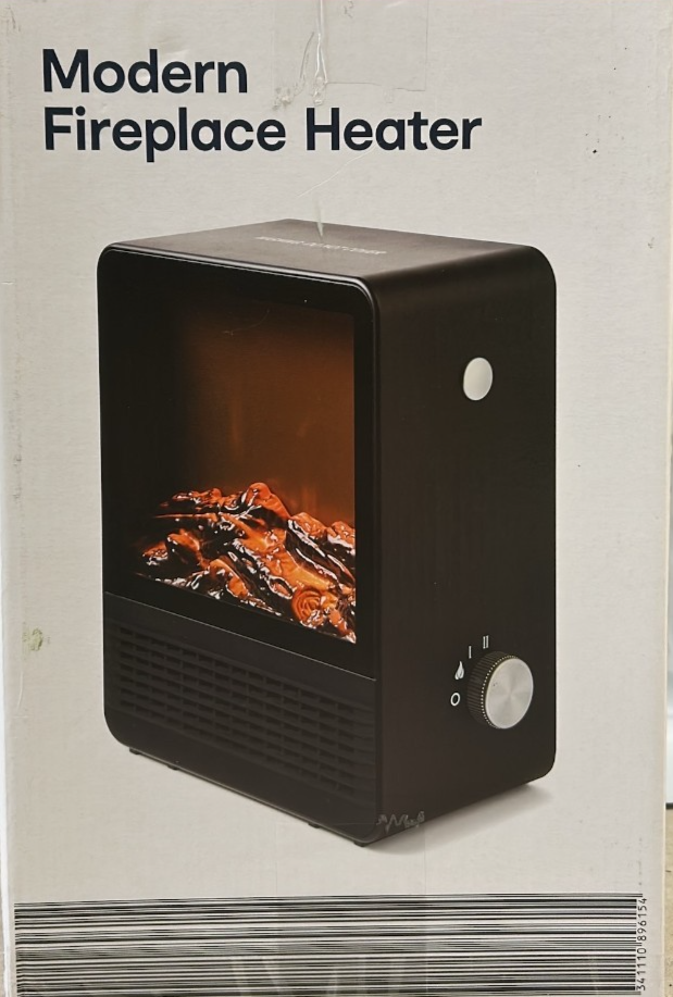 Electric Fireplace Heater Portable Real Flame Effect Modern 2 Heat Setting 1500W