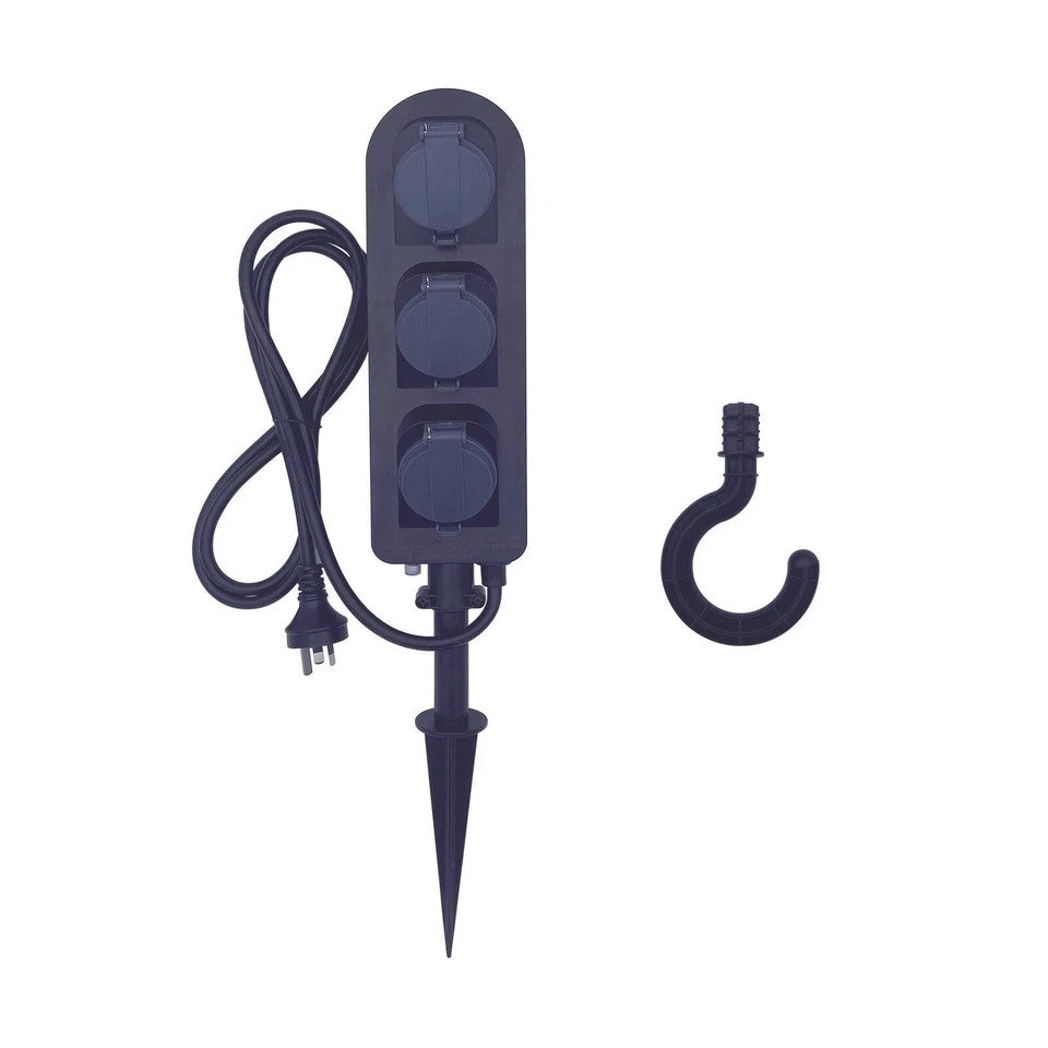 Click 5 Outlet Garden Stake Light with Sensor Yard Outdoor Powerboard IP55