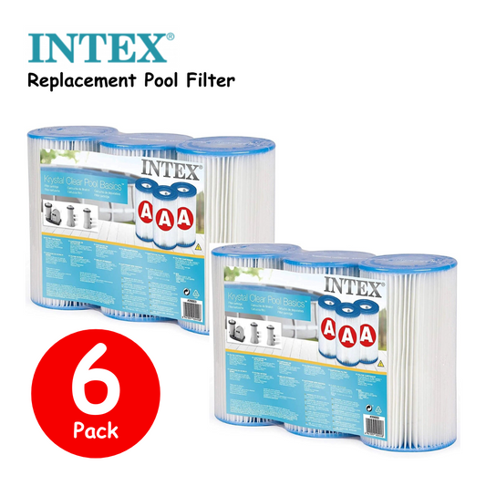 6 x Genuine Intex Type A Pool Filter Pump Water Cleaner Cartridge Replacement