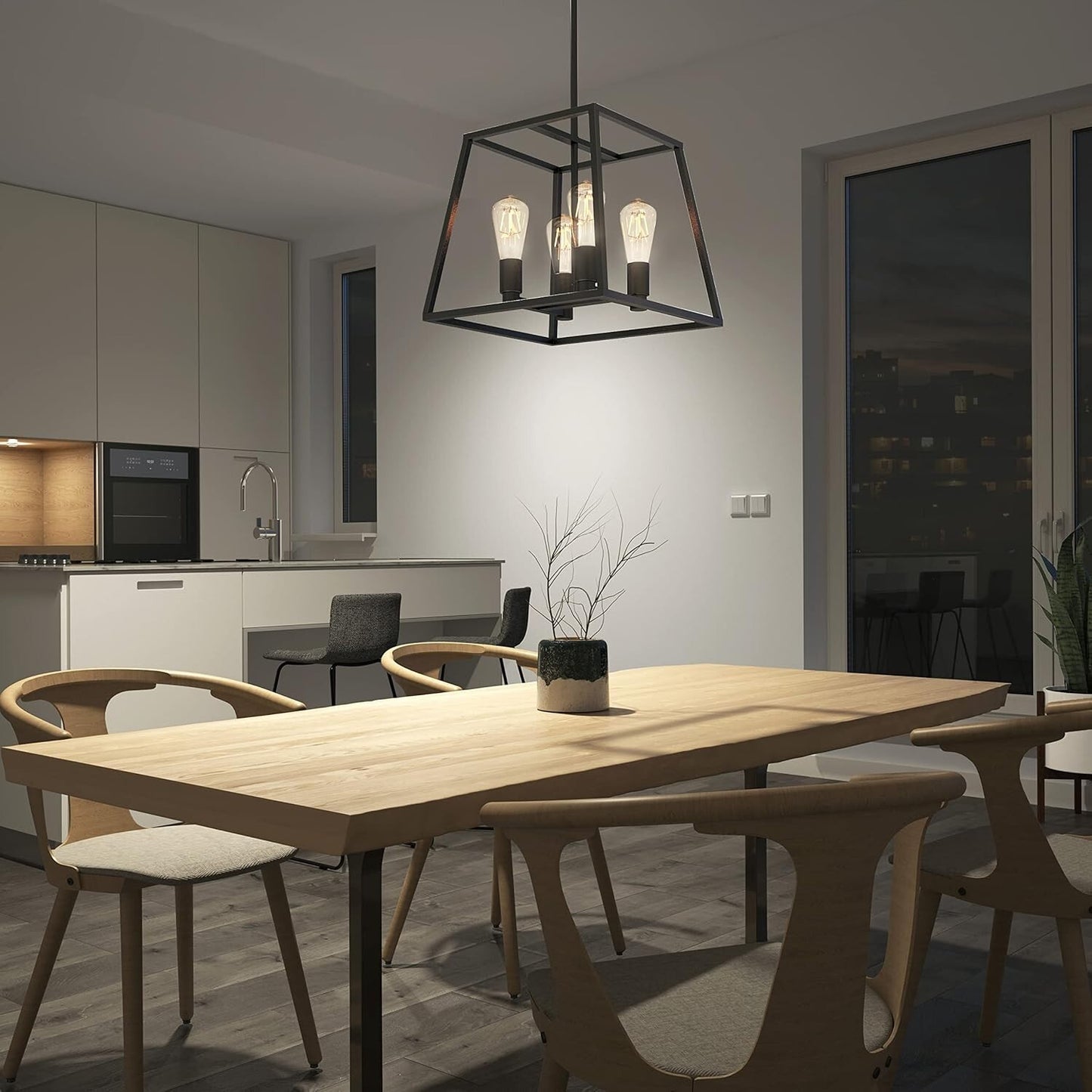 Artika Carter Pendant 4 Lights Chandelier Industrial Kitchen Hanging Dining