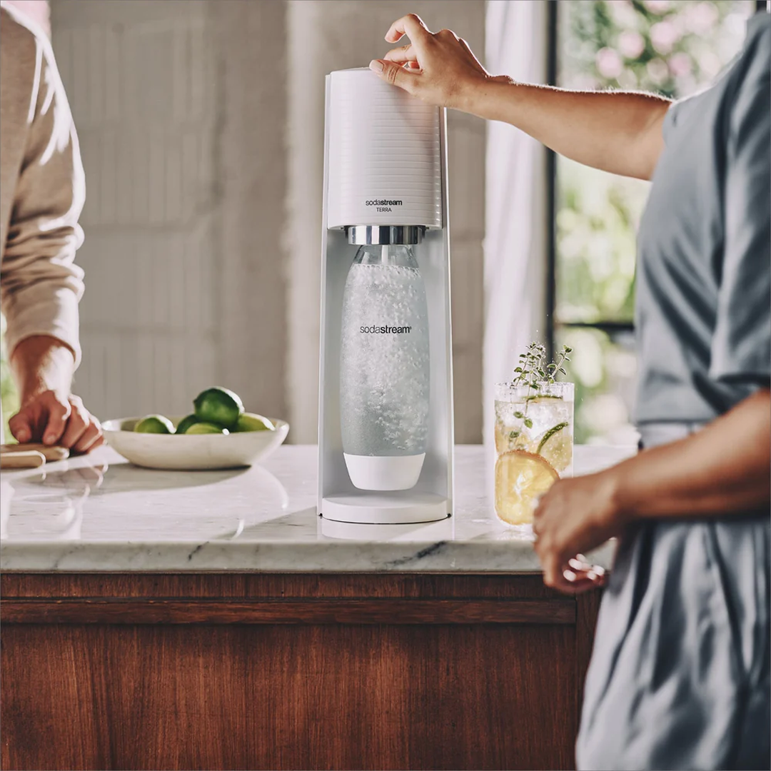 SodaStream Soda Maker Terra Megapack Sparkling Water + 2 x 1L Bottle