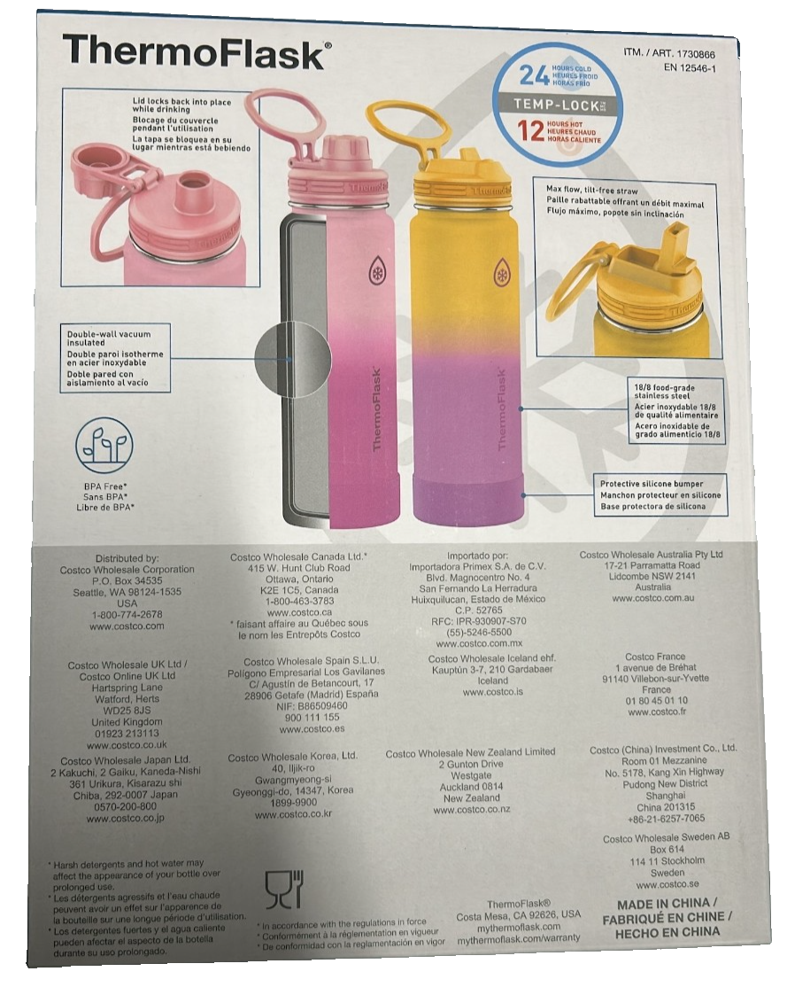 2x ThermoFlask Ombre Double Wall Vacuum Insulated Stainless Steel Bottle 710ml