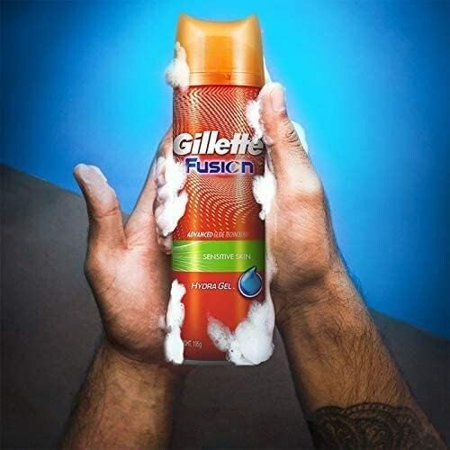 3 x Gillette Fusion Shaver Gel Hydra Sensitive Skin  Mens Shaving 195g
