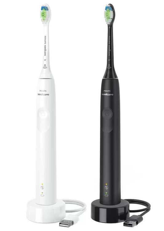 Philips Sonicare 3100 Range Black and White Bundle Pack Toothbrush HX3676/34