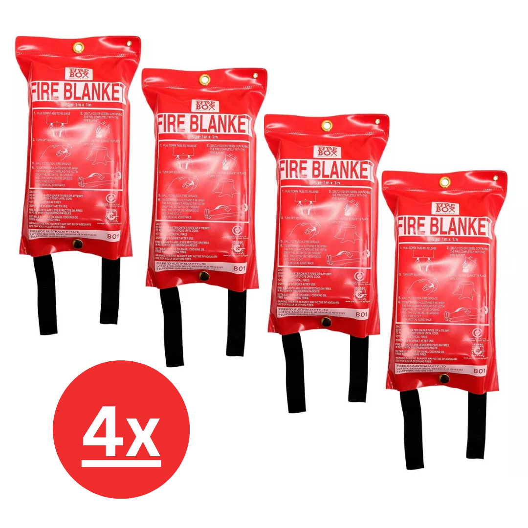 Fire Blanket 1mx1m For Home Kitchen Office Caravan Emergency Flame Extinguisher