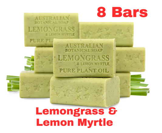8x Australian Botanical Soap Lemongrass & Lemon Myrtle Body Gentle Wash Bar 200g