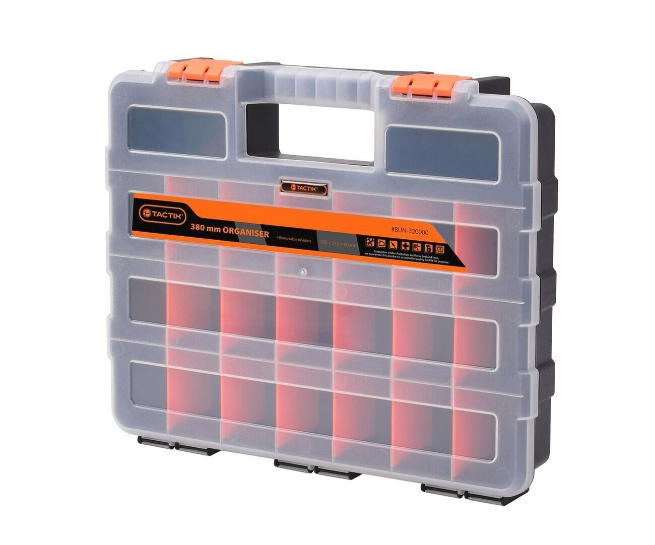 Tactix 22 Compartment Organiser Storage Tool Box Case Carry Handle 380mm