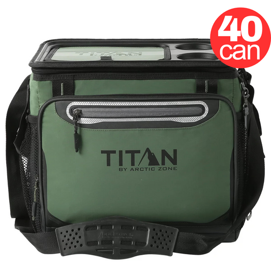 Titan By Arctic Zone 40 Can Cooler Insulated CollapsibleCamping Hiking Bag Green