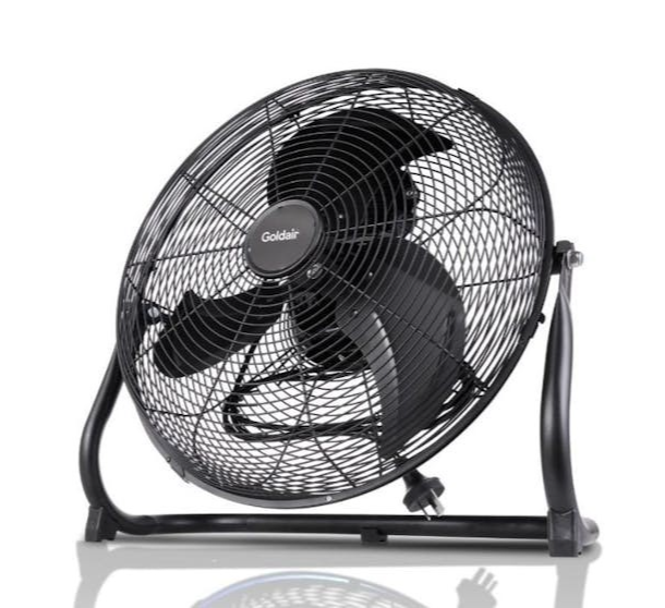 Goldair 40cm High Velocity Floor Fan Industrial 3 Speed Power Cooling Black