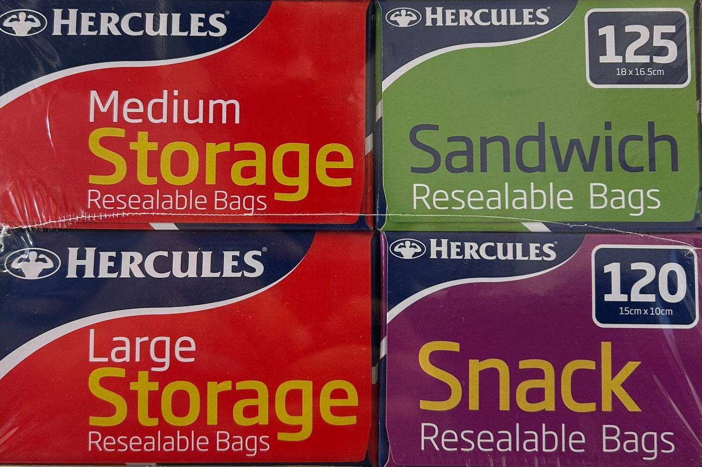 Hercules Resealable Bags Variety Pack Medium Large Sandwich Snack 350 Zip Bag