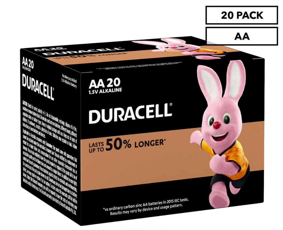 Duracell AA Batteries 20-Pack Coppertop Alkaline Battery Long Lasting Genuine