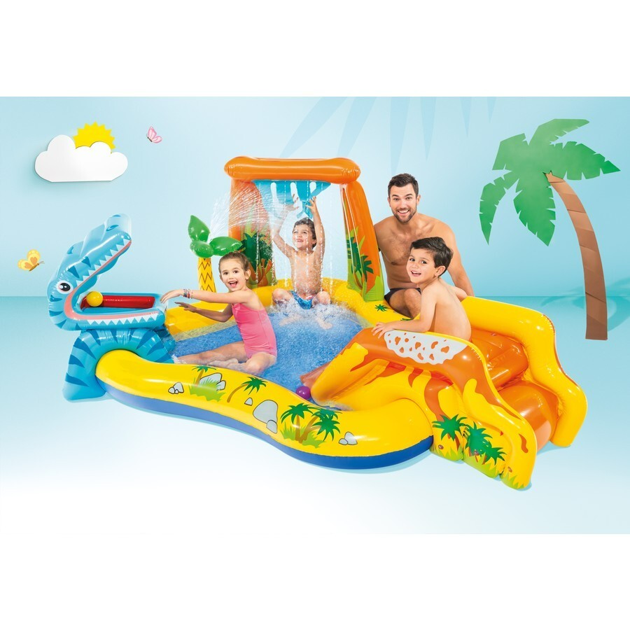 Intex Dinosaur Play Center Inflatable Swimming Pool Outdoor Water Park with Slid