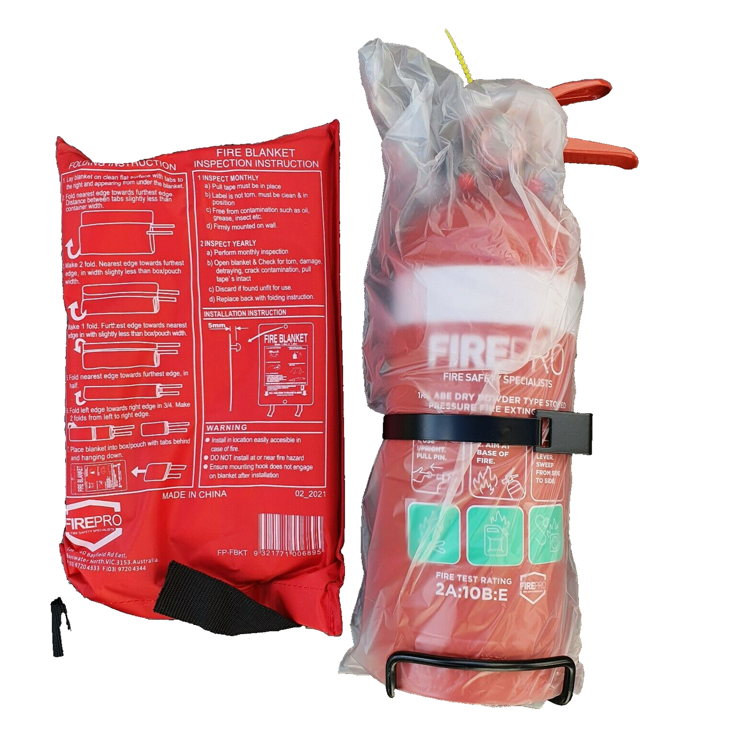 FirePro Fire Extinguisher 1kg + Blanket 1m x 1m Kit Home Car Caravan Boat