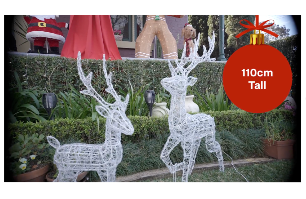 Lytworx Kicking Reindeer Statue Cool And Warm White Solar 110cm x 70cm 160 LED