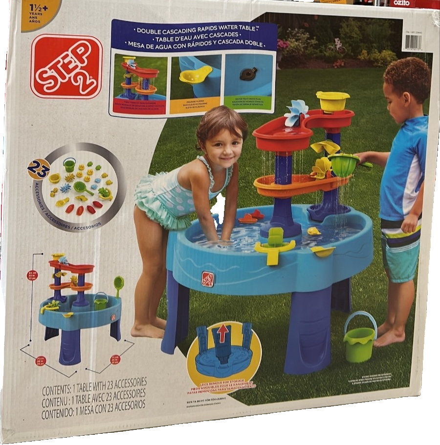 Step 2 Double Cascading Rapids Water Table Kids Play Toy 23 Pcs Accessories