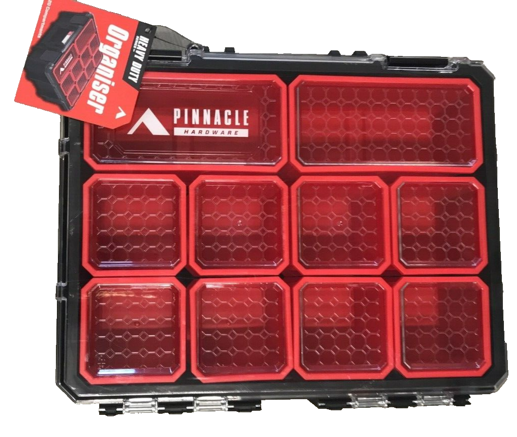 Pinnacle 20 Compartment Tool Organiser Heavy Duty Storage Box Case Carry Handle