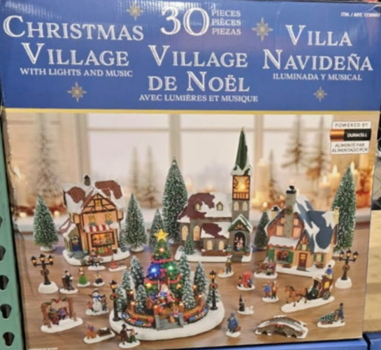 Christmas Village Figurines House with Lights and Music Decoration 30 Pieces