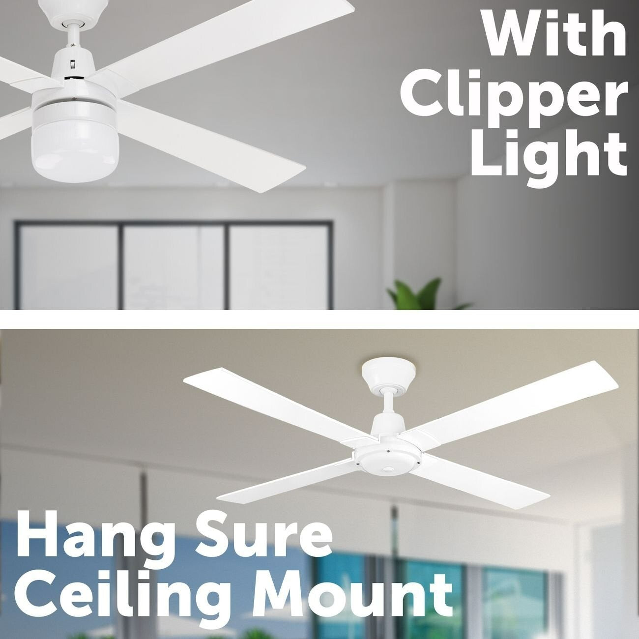 Arlec Ceiling Fan Clipper LED Light 4 Blade 120cm White 240V