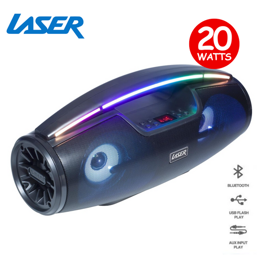 Laser Bluetooth Speaker Portable Rechargeable Party Boombox LED Lights USB AUX