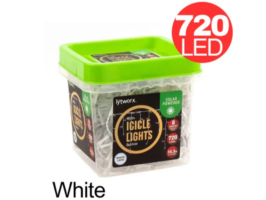 Lytworx Solar White Icicle Lights – 720 LEDs Falling Style