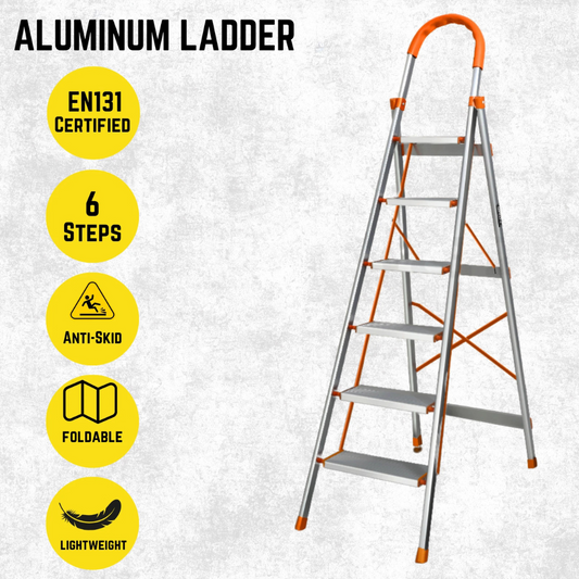 Katashi 6 Step Ladder Aluminium Multi Purpose Folding Light Weight Platform
