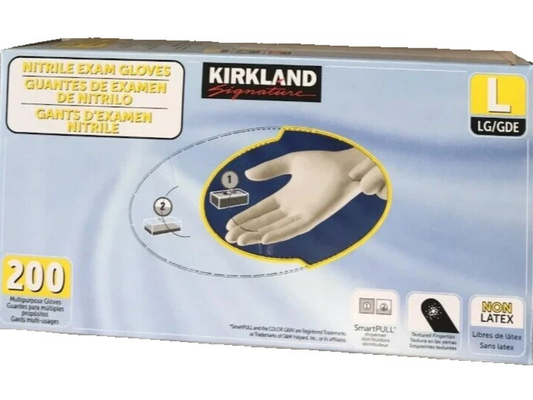 Kirkland Nitrile Exam Gloves - 200 Pack (Large, Disposable)