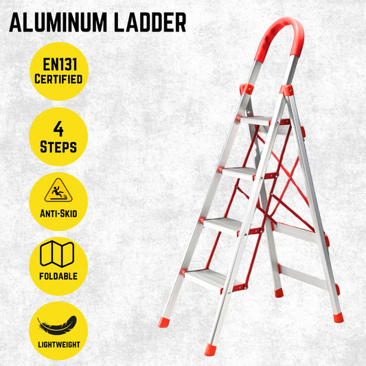 Katashi 4 Step Ladder Aluminium Multi Purpose Folding Light Weight Platform