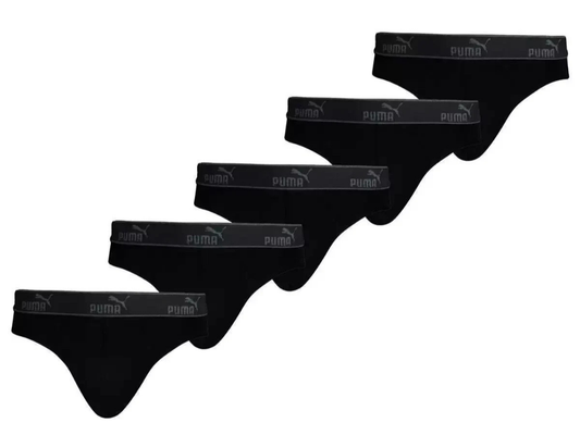 Puma Men’s Cotton Briefs – Small, Black, 5 Pack