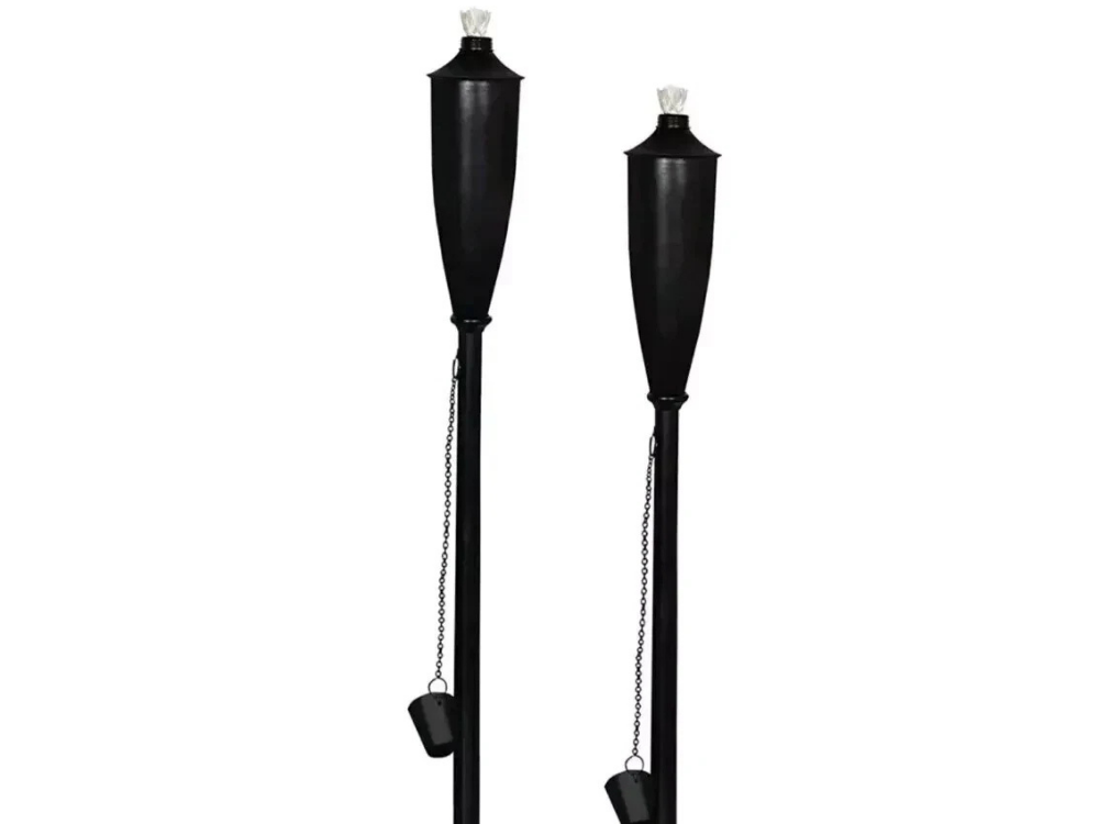 2-Pack Black 180cm Garden Torch Citronella Oil Lanterns with Snuffer