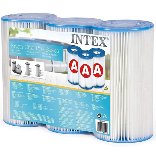 Intex Type A Pool Filter Pump Cleaner Cartridge Replacement, 3 Pack