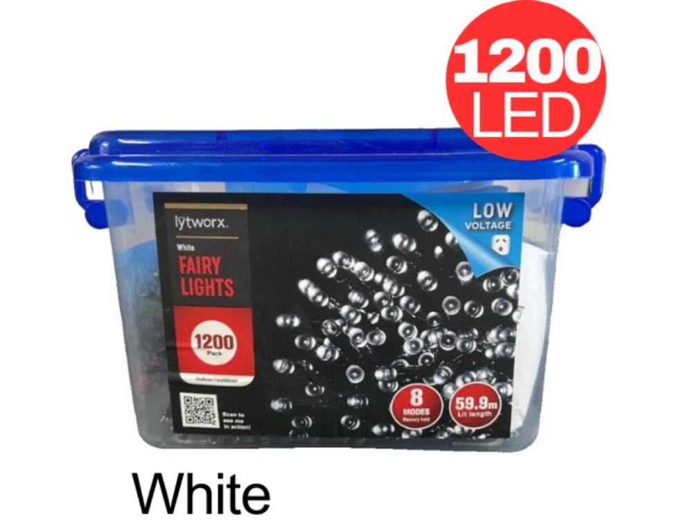 Lytworx 1200 LED White Solar Fairy Lights – Christmas String Decoration