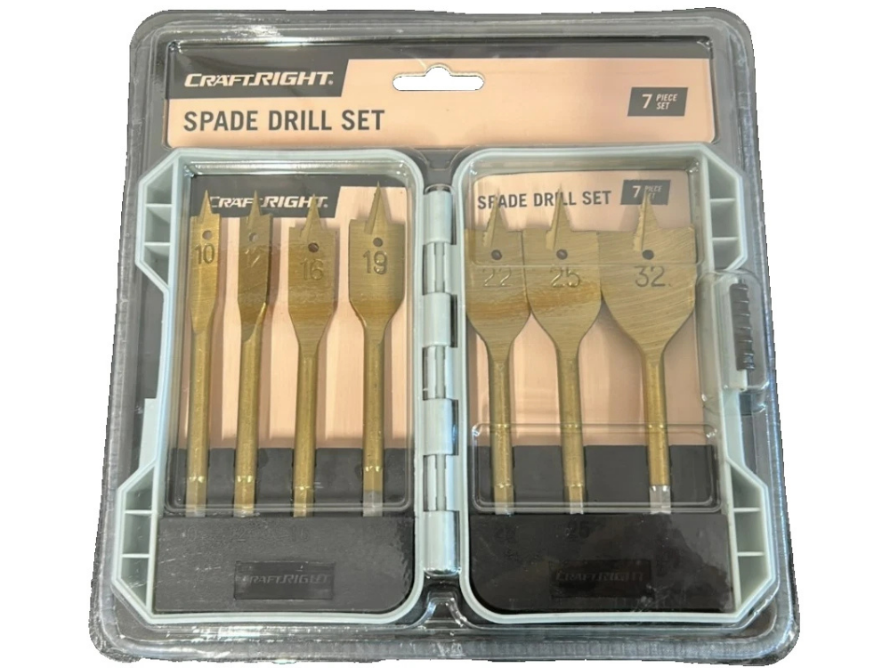 Woodworking Spade Drill Set by Craftright – 7 Bits