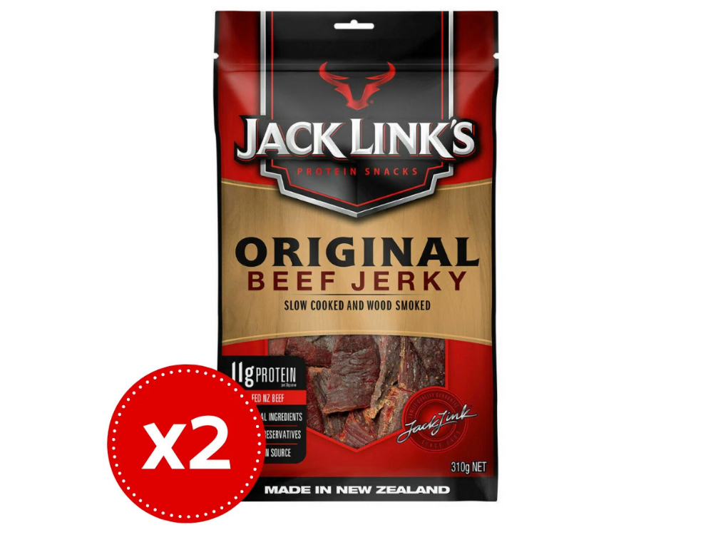 2x Jack Link's Original Beef Jerky – 310g, 17g Protein Snack, NZ Made