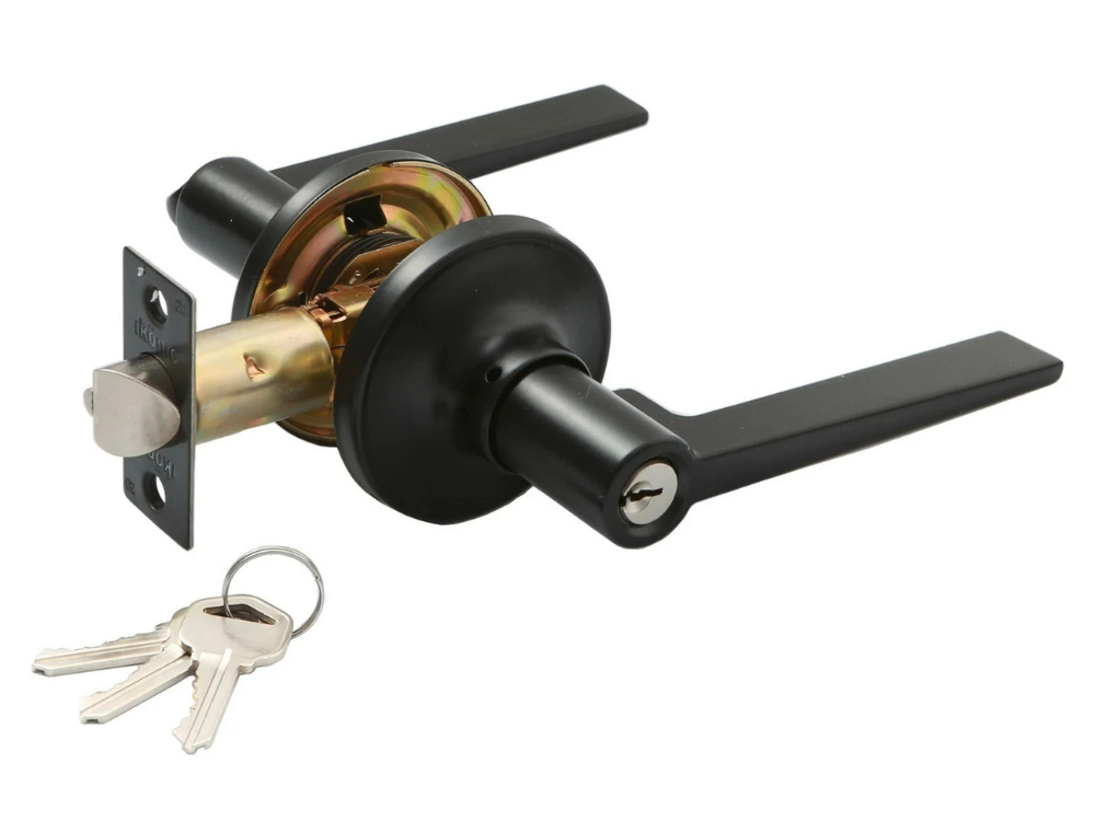 Ikonic Slimline Entrance Lever Set – Matte Black Door Handle