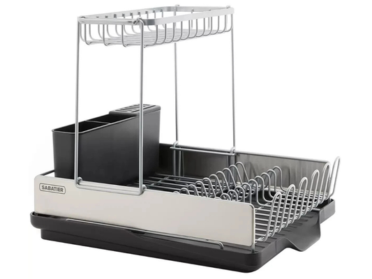 Sabatier Compact Dish Rack – Plate & Cup Holder with Draining Tray Organizer