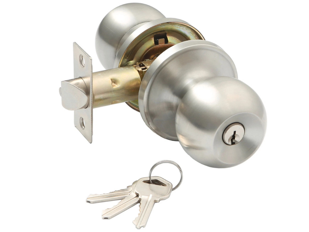 Ikonic Ruby Entrance Door Knob Set – Brushed Nickel, Adjustable Thickness